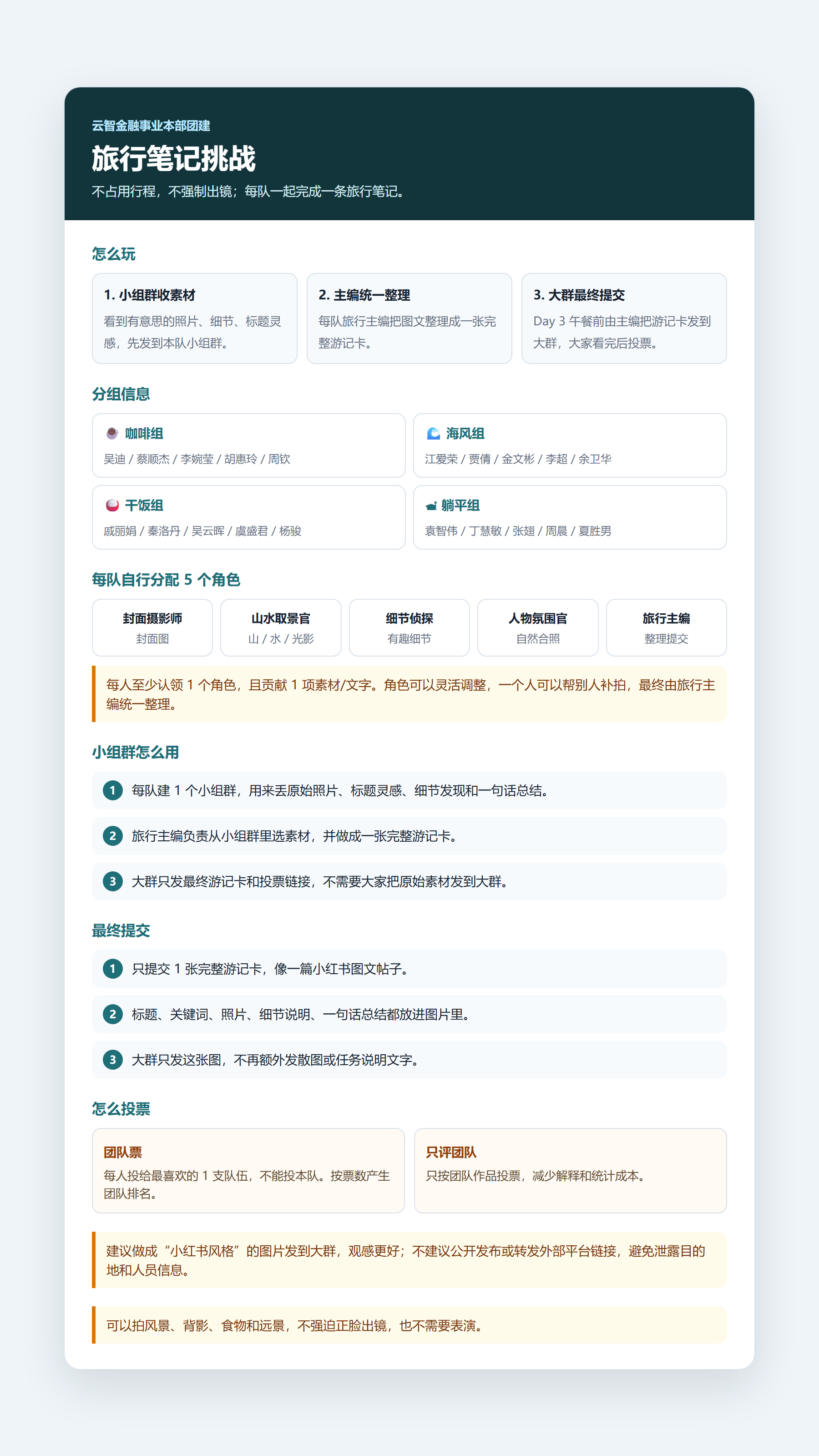 旅行笔记挑战规则卡